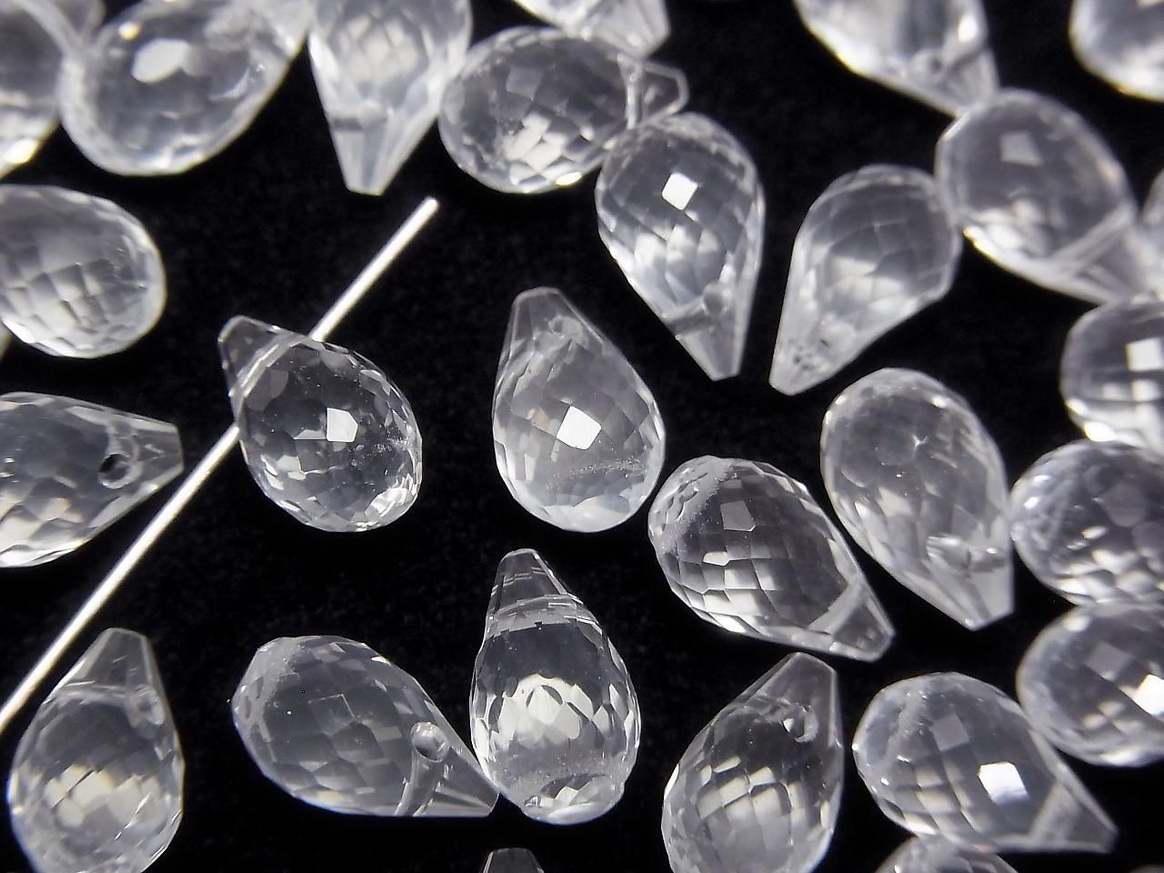 High Quality Milky Quartz AAA Drop Faceted Briolette 8x6x6mm 10pcs