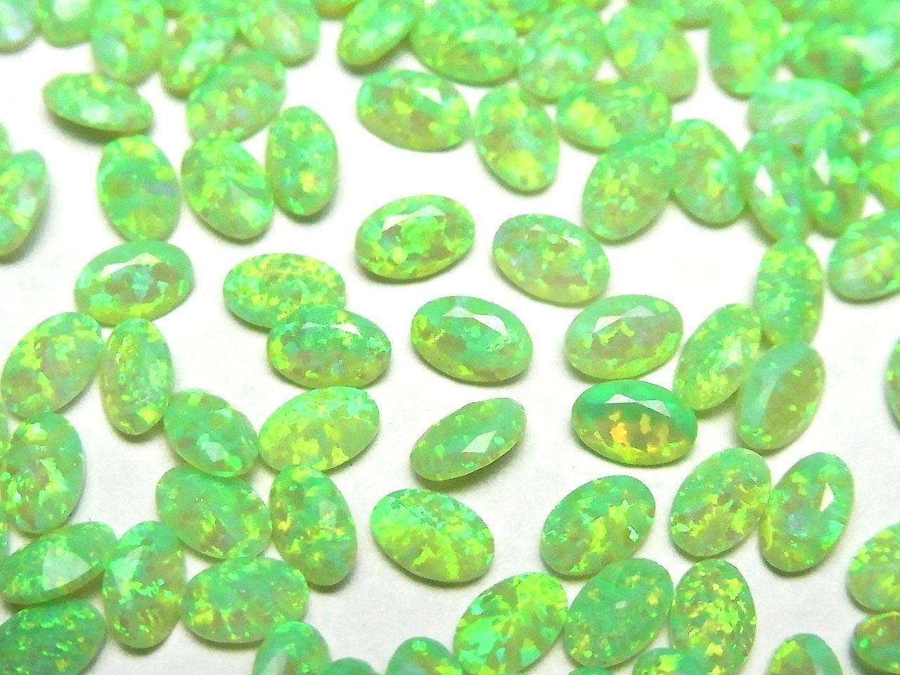 Kyoto Opal Loose Stone Oval Faceted 6x4mm [Green] 2pcs