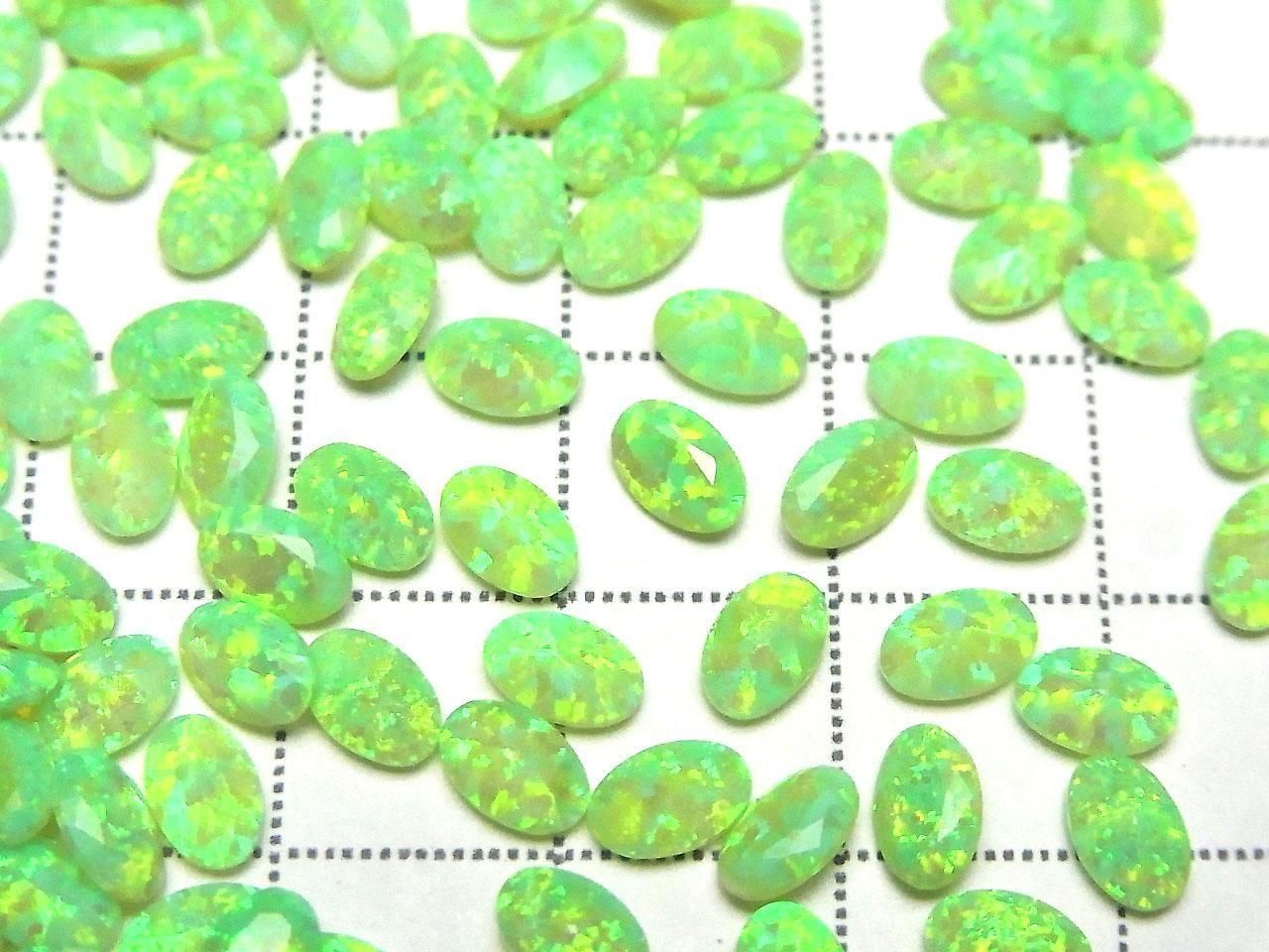 Kyoto Opal Loose Stone Oval Faceted 6x4mm [Green] 2pcs