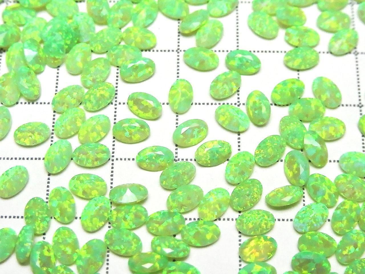 Kyoto Opal Loose Stone Oval Faceted 6x4mm [Green] 2pcs