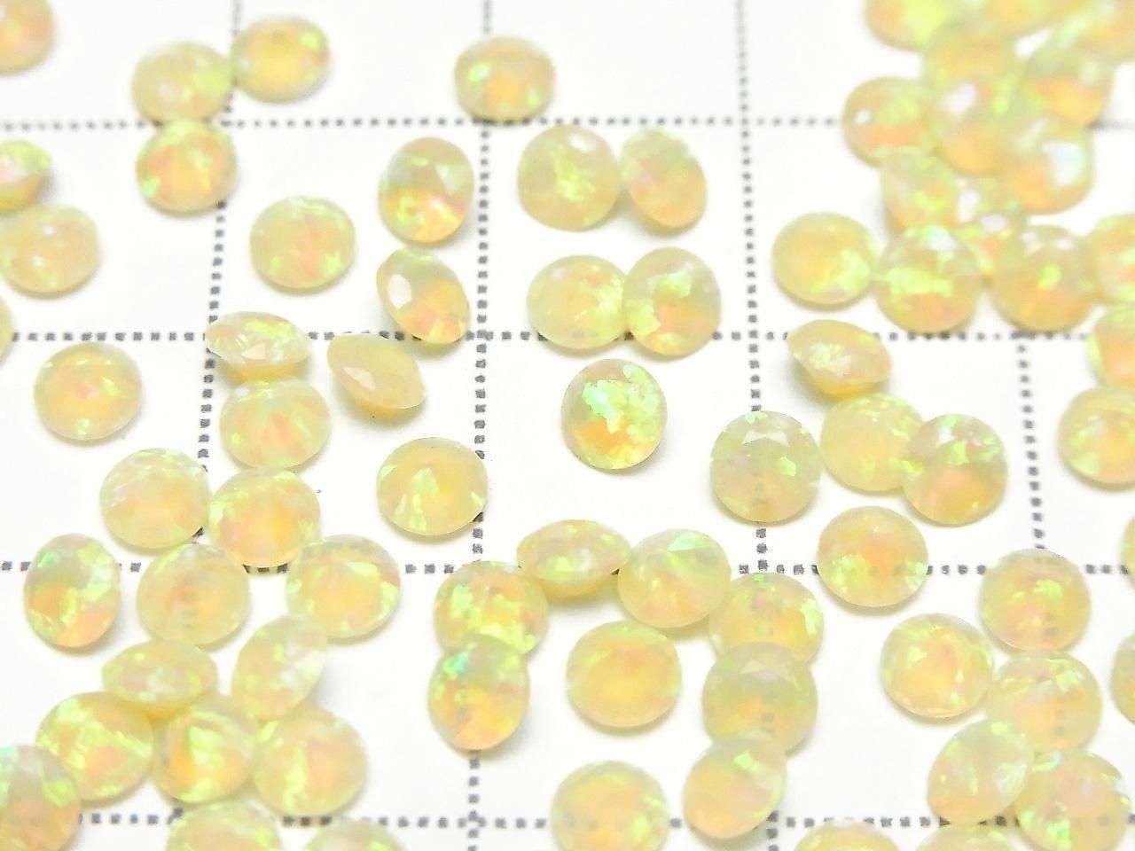 Kyoto Opal Loose Stone Round Faceted 4x4mm [Light Yellow] 2pcs