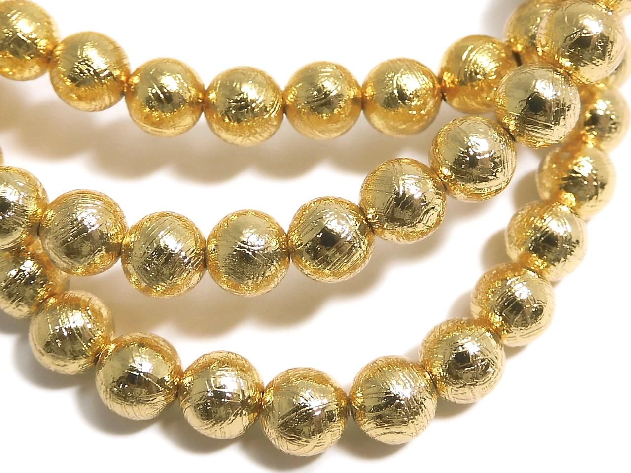 Meteorite (Muonionalusta) Round 5mm Yellow Gold 1strand beads Bracelet