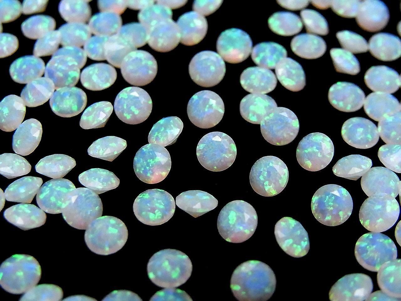 Kyoto Opal Loose Stone Round Faceted 4x4mm [White] 2pcs