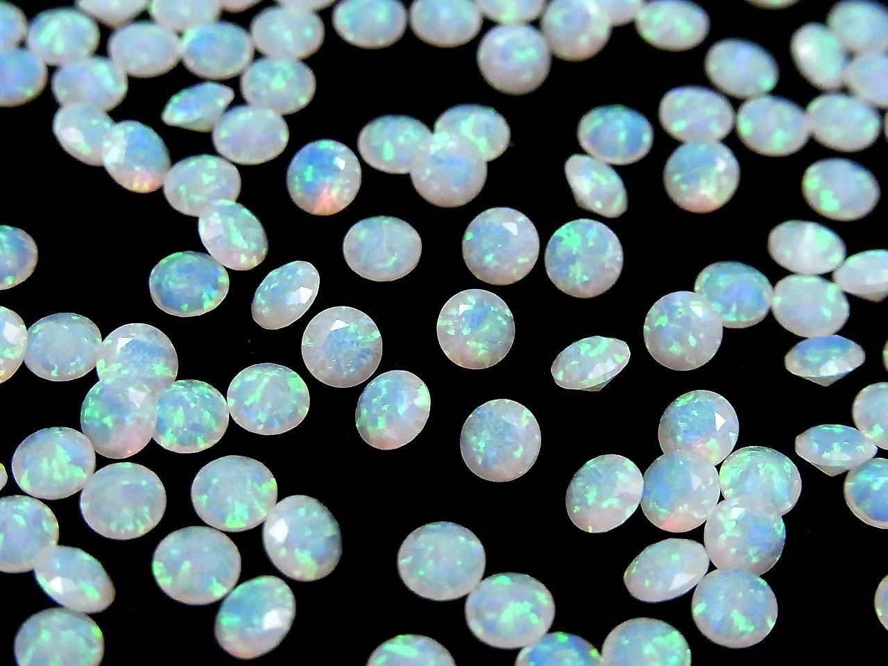 Kyoto Opal Loose Stone Round Faceted 4x4mm [White] 2pcs