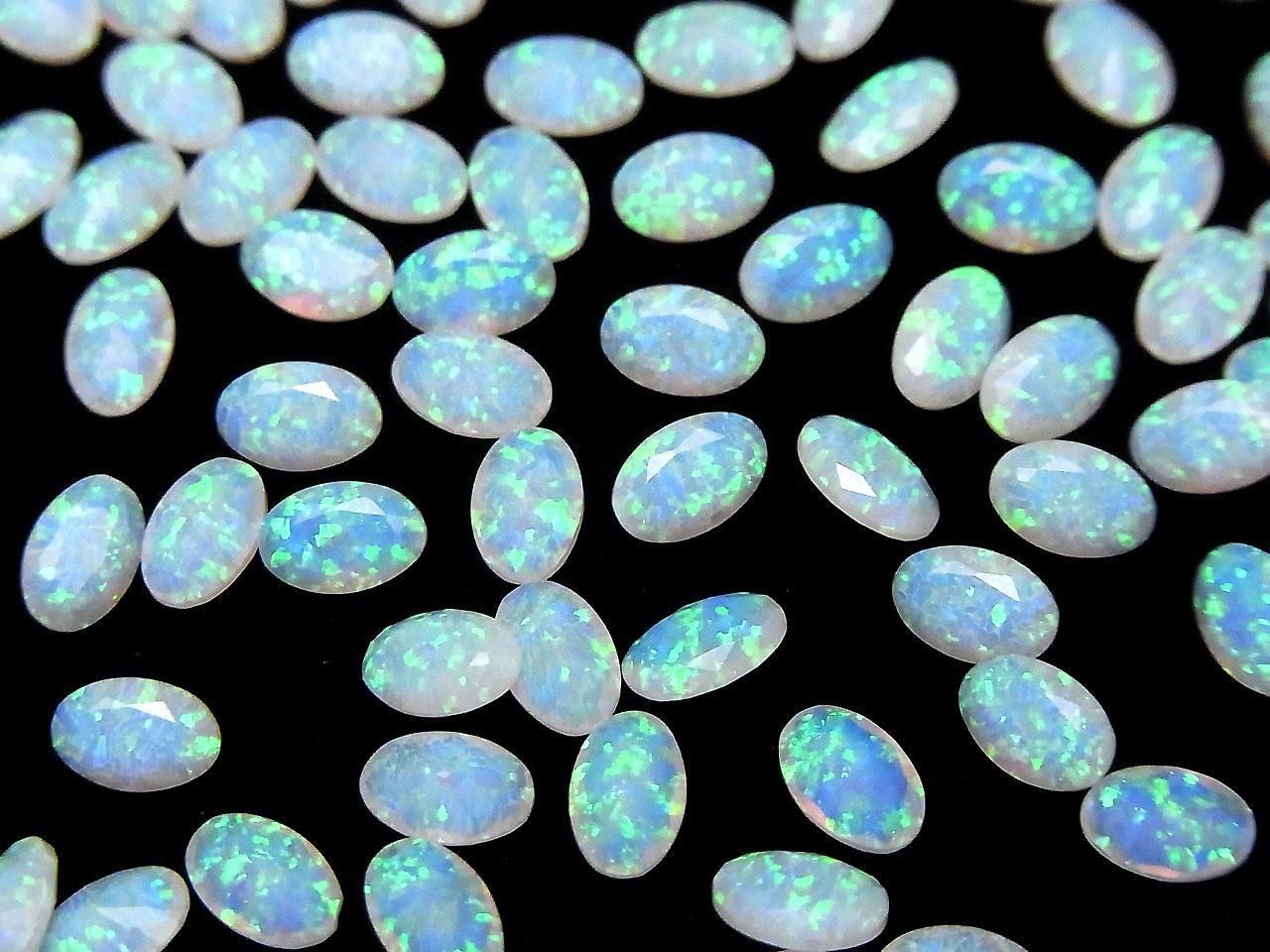 Kyoto Opal Loose Stone Oval Faceted 6x4mm [White] 2pcs