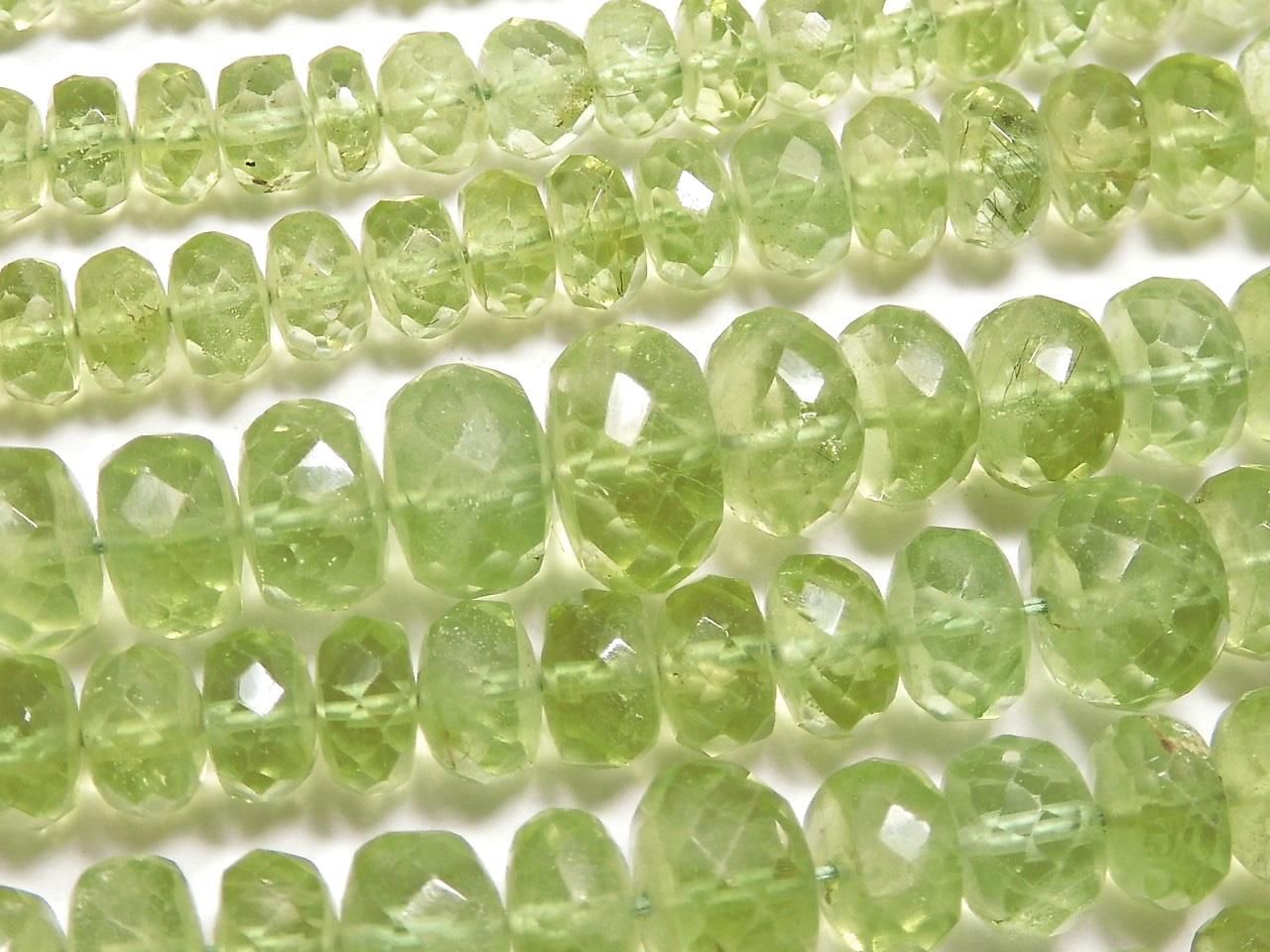High Quality Peridot AAA Faceted Button Rondelle 7strands Set NO.1 [One of a kind]