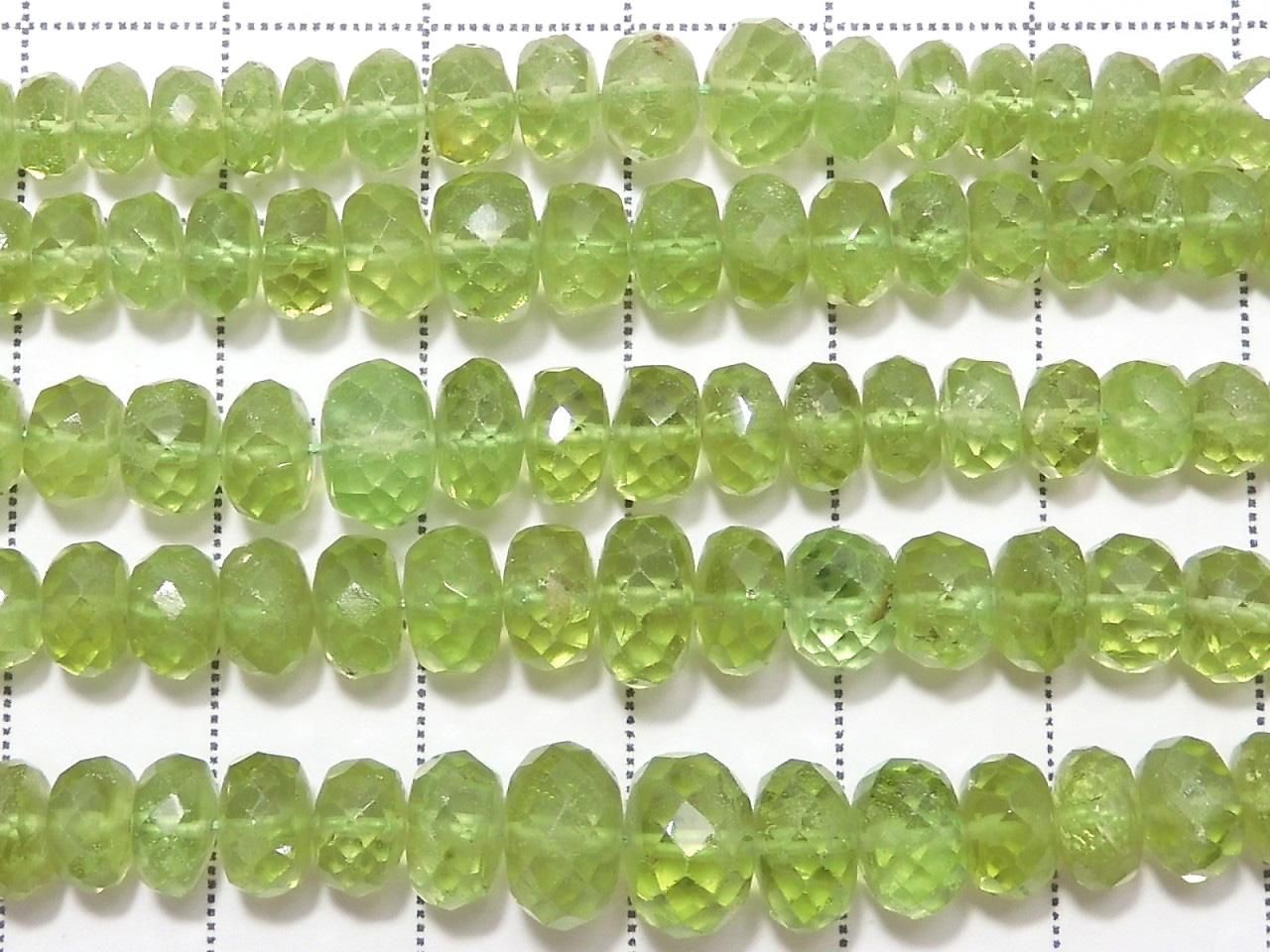 High Quality Peridot AAA Faceted Button Rondelle 5strands Set NO.4 [One of a kind]