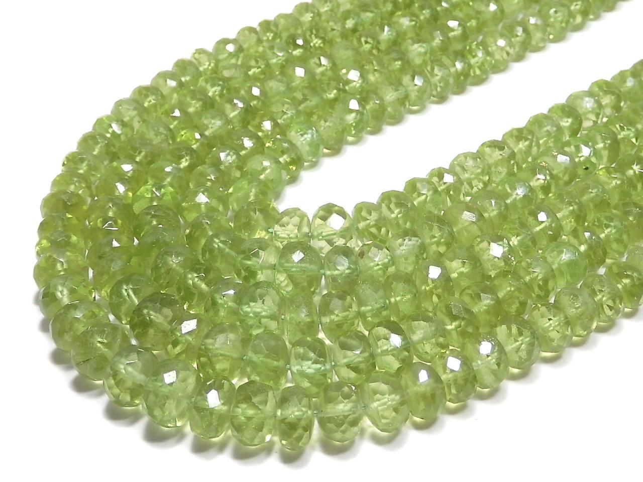 High Quality Peridot AAA Faceted Button Rondelle 5strands set NO.5 [One of a kind]