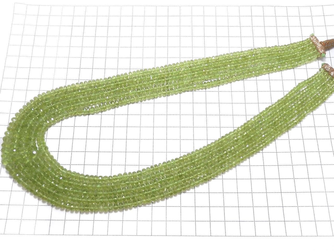 High Quality Peridot AAA Faceted Button Rondelle 5strands set NO.5 [One of a kind]