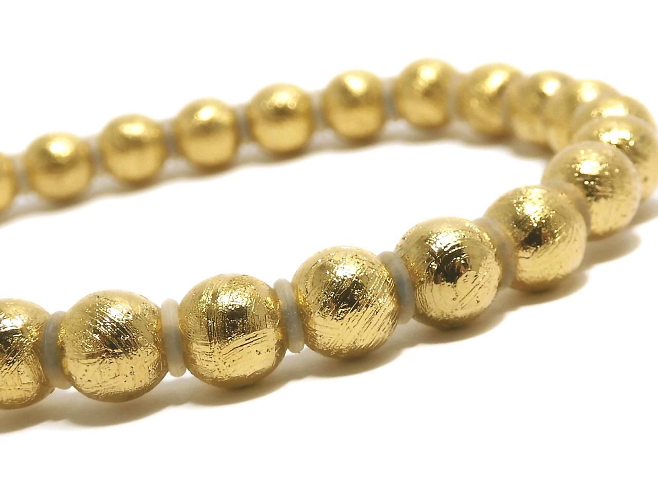 Meteorite (Muonionalusta) Round 6mm Yellow Gold 1strand Bracelet NO.2 [One of a kind]