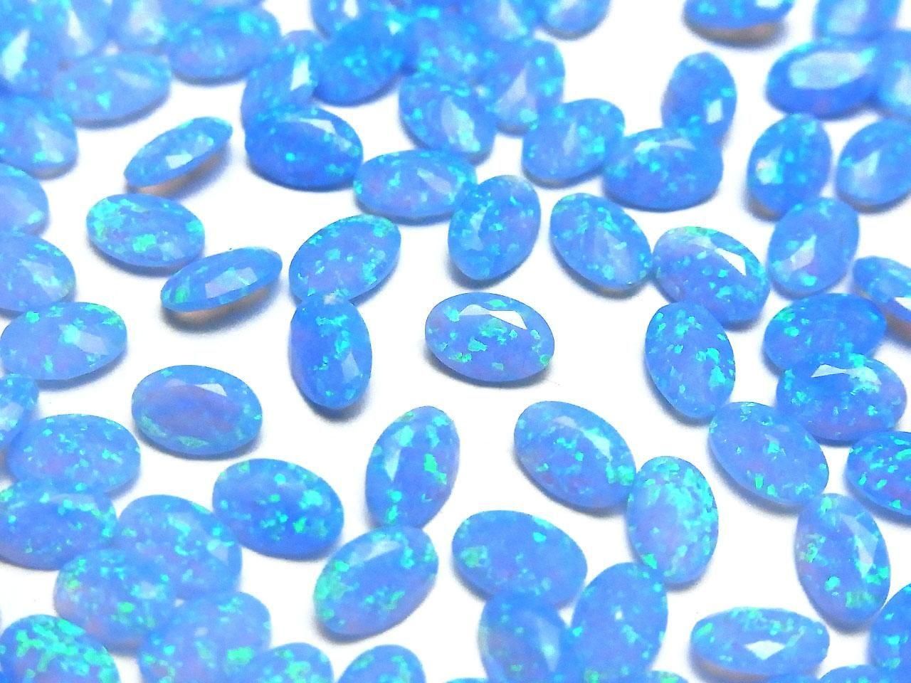 Kyoto Opal Loose Stone Oval Faceted 6x4mm [Blue] 2pcs