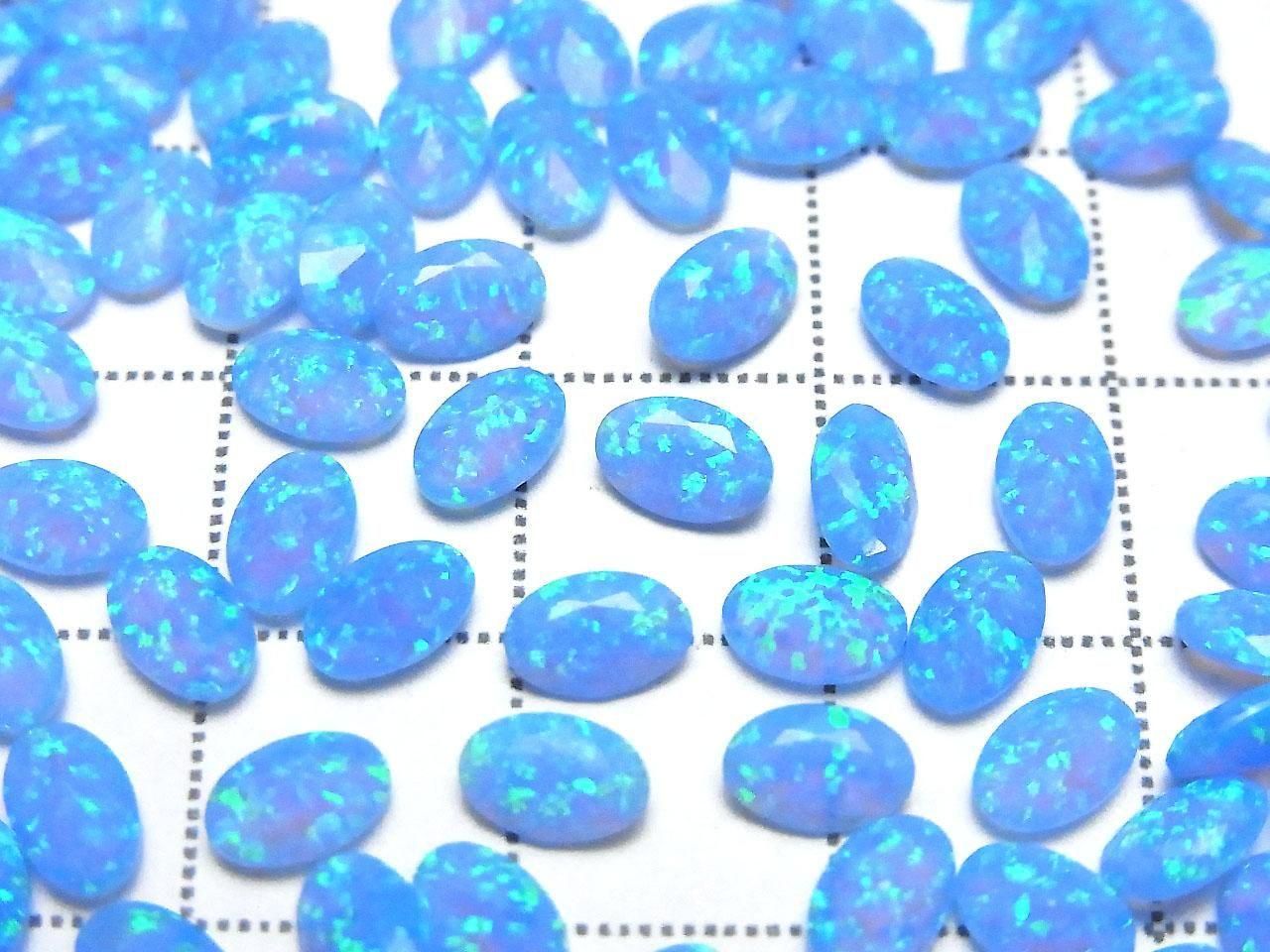 Kyoto Opal Loose Stone Oval Faceted 6x4mm [Blue] 2pcs