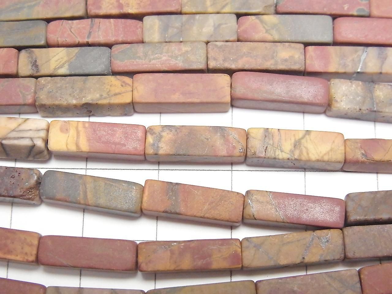 Frost Picasso Jasper 4-Faceted Faceted Tube 13x4x4mm 1strand beads (approx. 15inch/38cm)