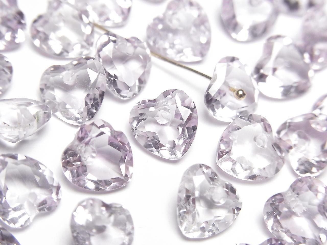 High Quality Rose Amethyst AAA Heart Cut [Top Hole] 8x8mm 3pcs