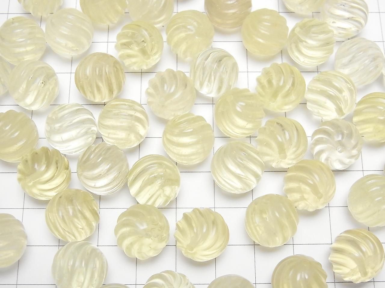 Lemon Quartz AAA Round 13mm S-line Twist [Drilled Hole] 2pcs