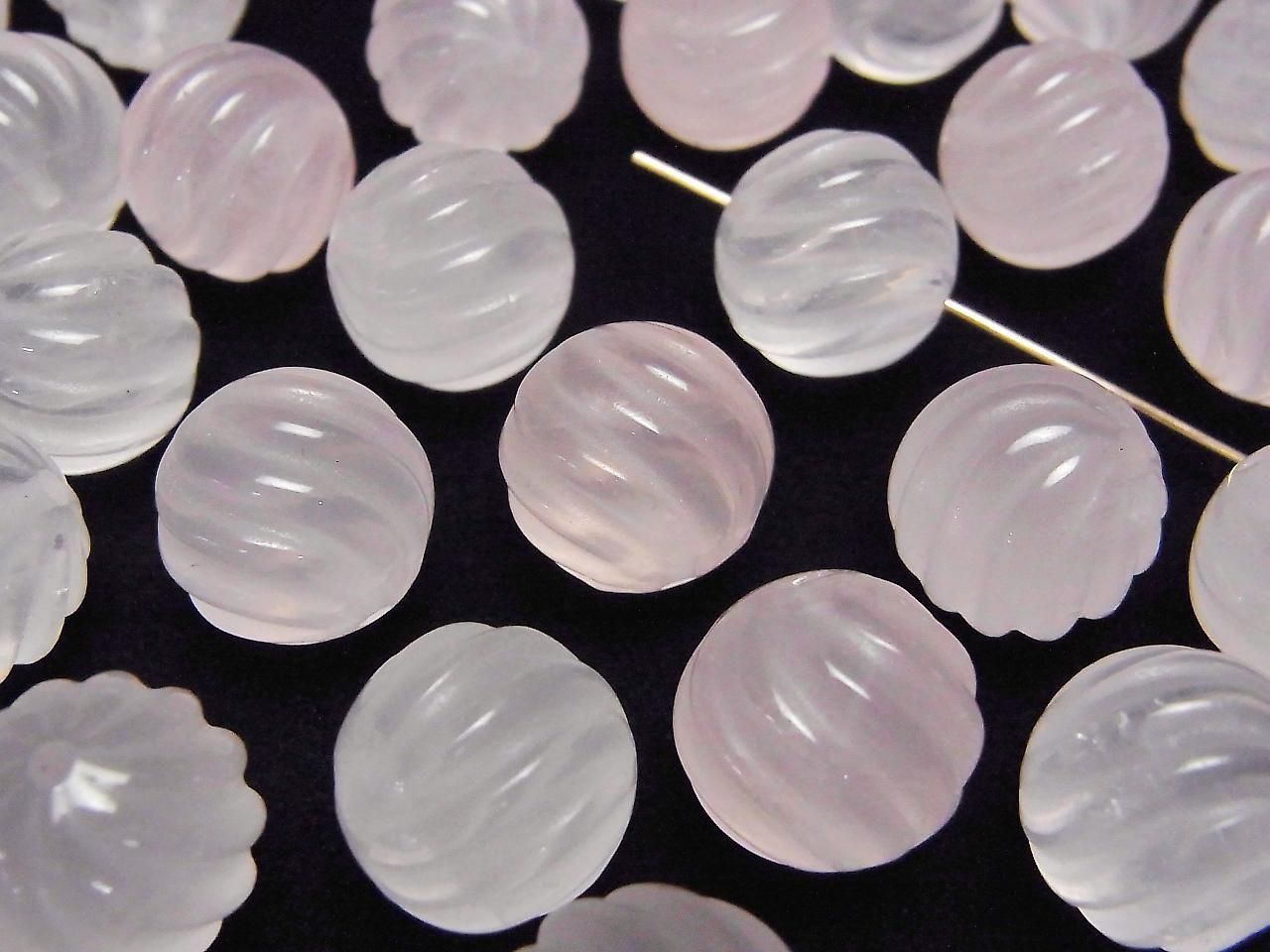 Rose Quartz AAA- Round 13mm S-line Twist [Drilled Hole] 2pcs