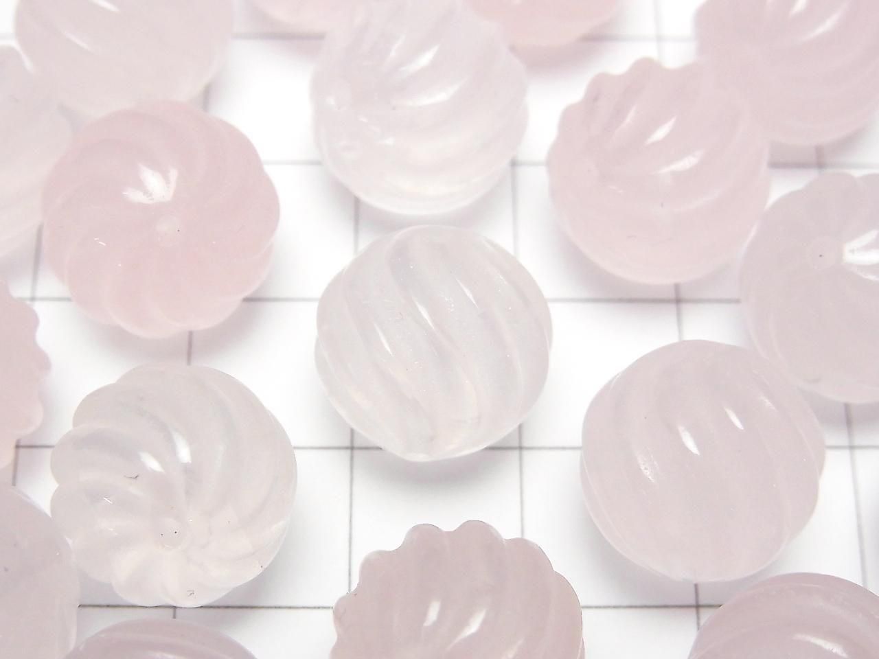 Rose Quartz AAA- Round 13mm S-line Twist [Drilled Hole] 2pcs