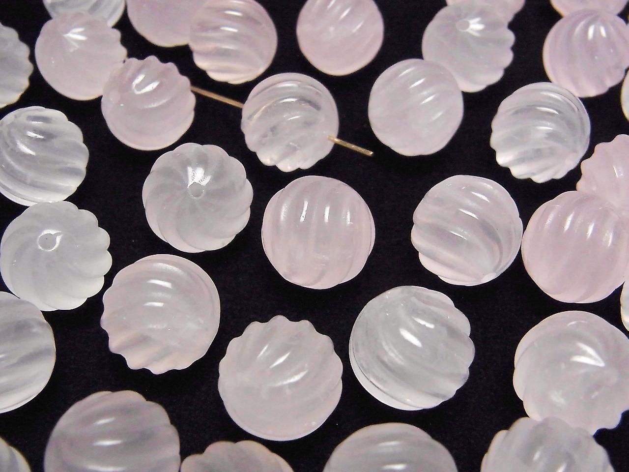 Rose Quartz AAA- Round 13mm S-line Twist [Drilled Hole] 2pcs