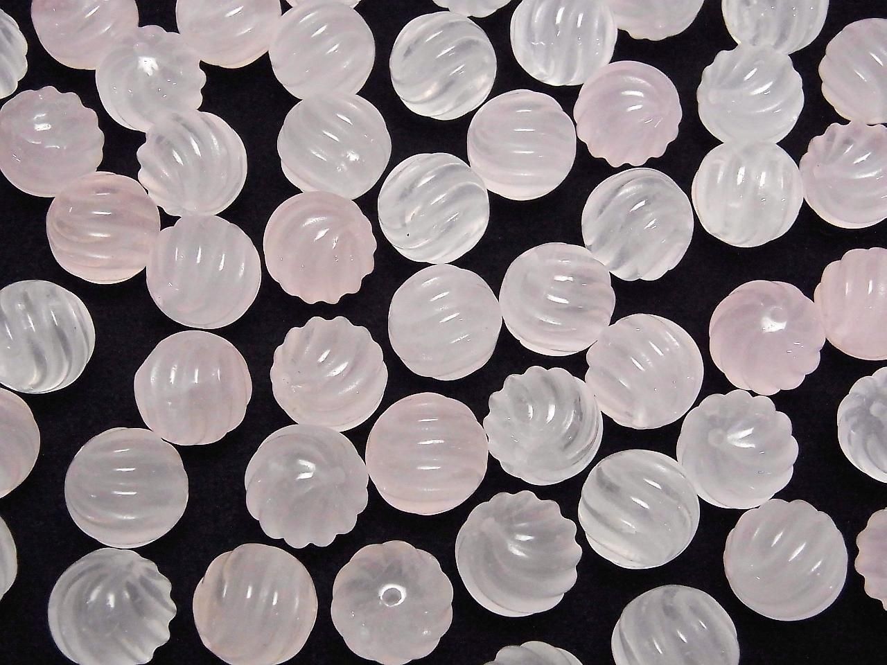 Rose Quartz AAA- Round 13mm S-line Twist [Drilled Hole] 2pcs
