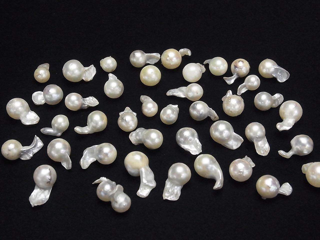 Akoya Pearls Baroque Fin Pattern 6.5-10mm white-silver Untreated 3pcs