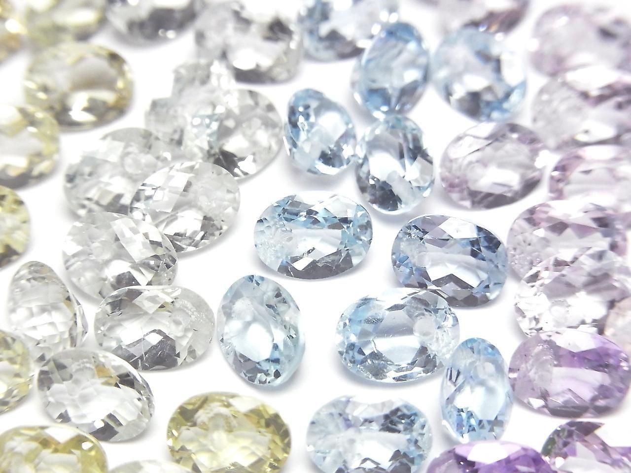 High Quality Mixed Stone AAA Oval Faceted 8x6mm [Top Hole] 6pcs