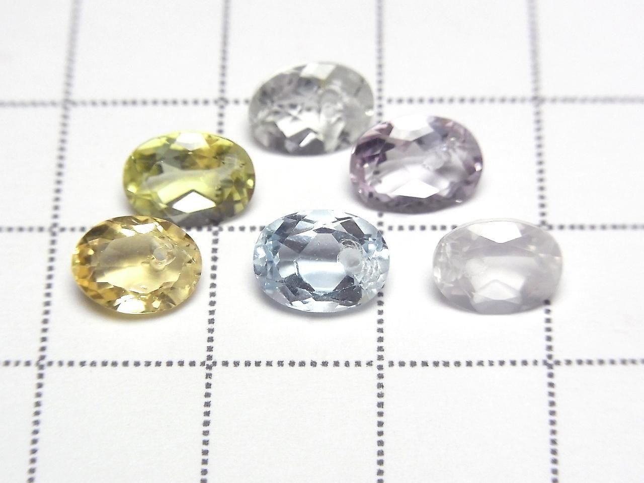 High Quality Mixed Stone AAA Oval Faceted 8x6mm [Top Hole] 6pcs