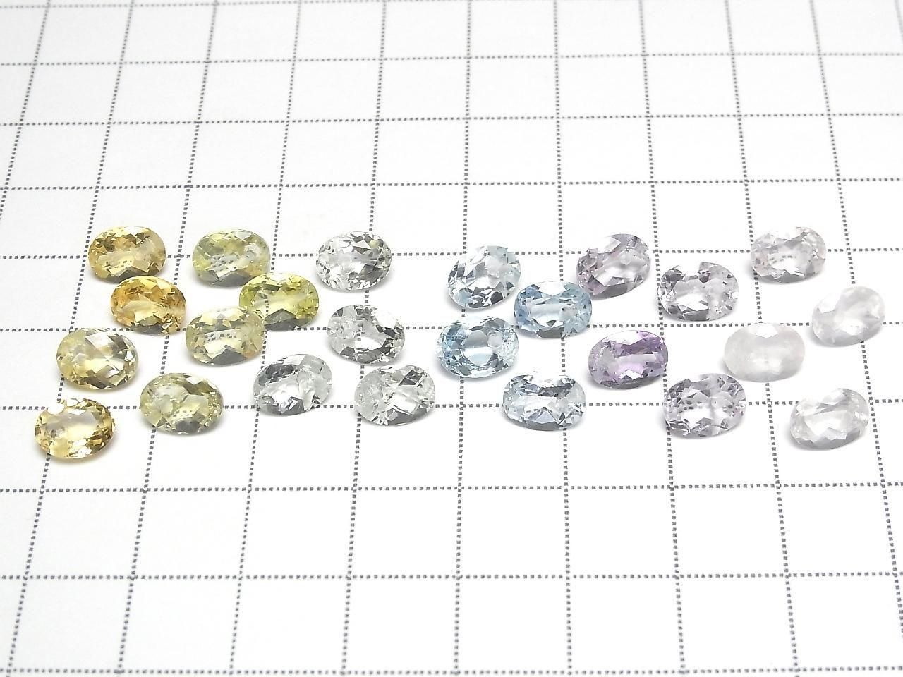 High Quality Mixed Stone AAA Oval Faceted 8x6mm [Top Hole] 6pcs