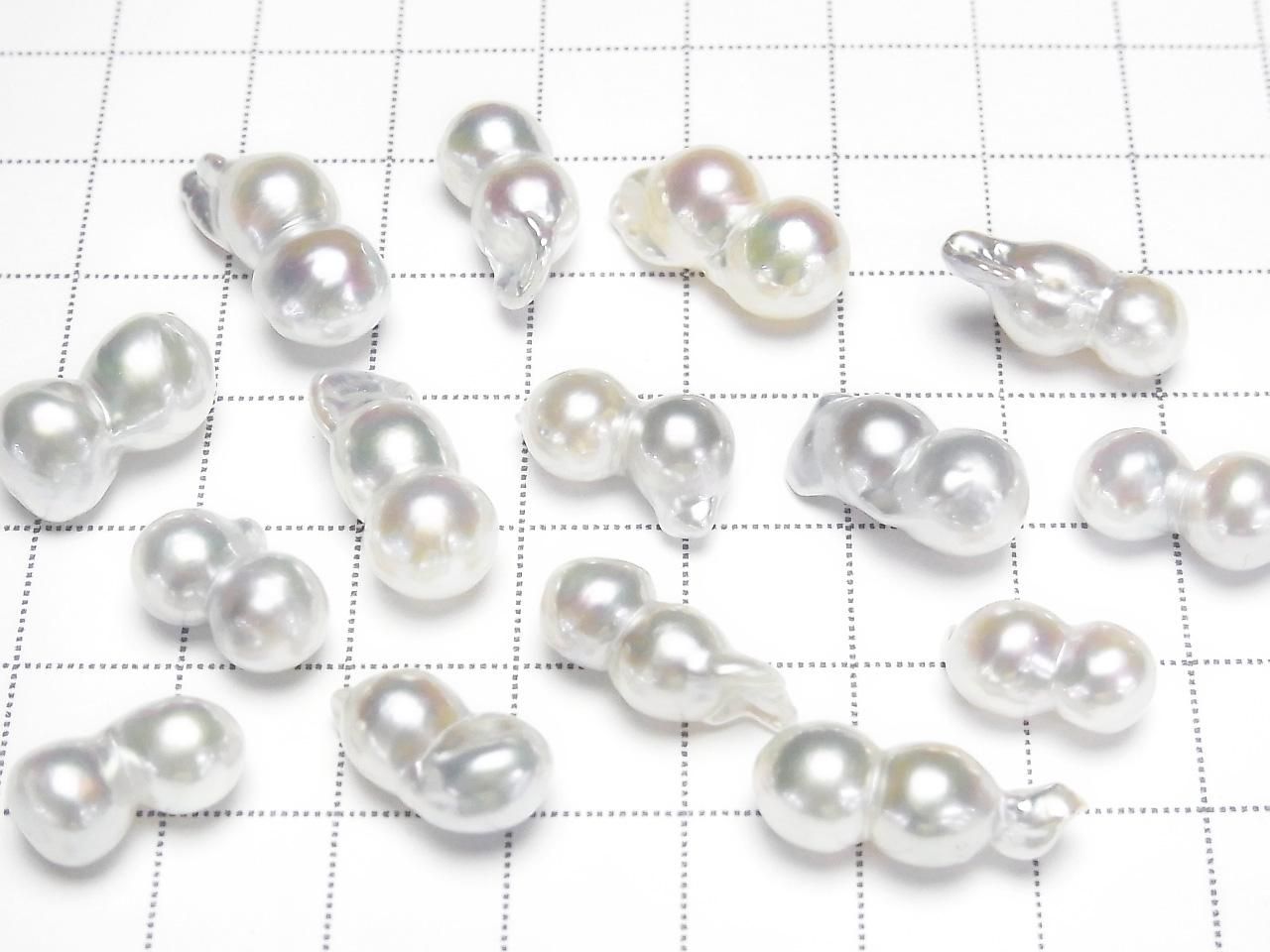 Akoya Pearls AAA- Natural Twin Pearl 7-8.3mm White Silver Untreated 1pc
