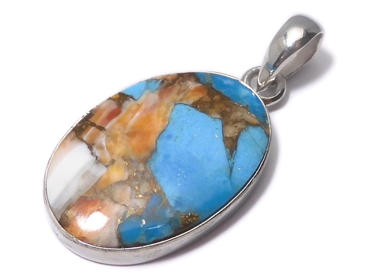 Oyster Copper Turquoise AAA Pendant Silver925 NO.11 [One of a kind]