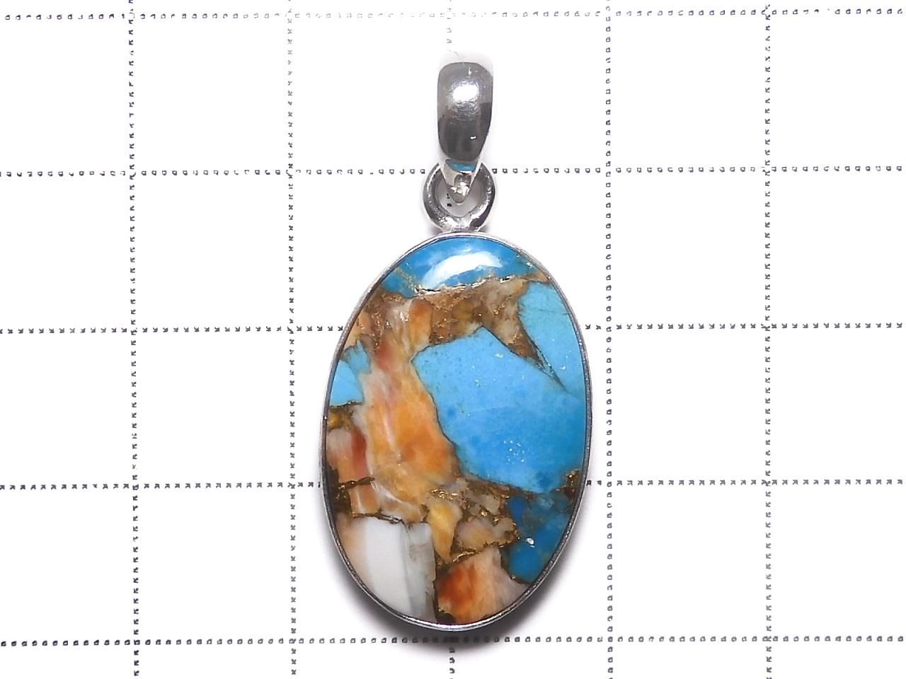 Oyster Copper Turquoise AAA Pendant Silver925 NO.11 [One of a kind]