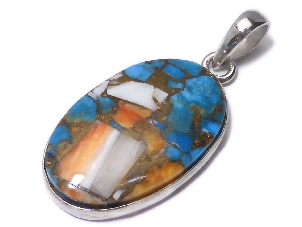 Oyster Copper Turquoise AAA Pendant Silver925 NO.12 [One of a kind]