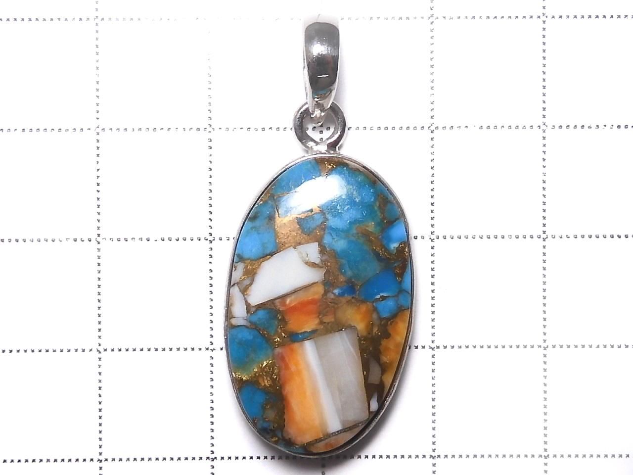Oyster Copper Turquoise AAA Pendant Silver925 NO.12 [One of a kind]