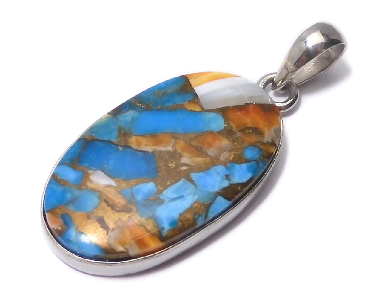 Oyster Copper Turquoise AAA Pendant Silver925 NO.13 [One of a kind]