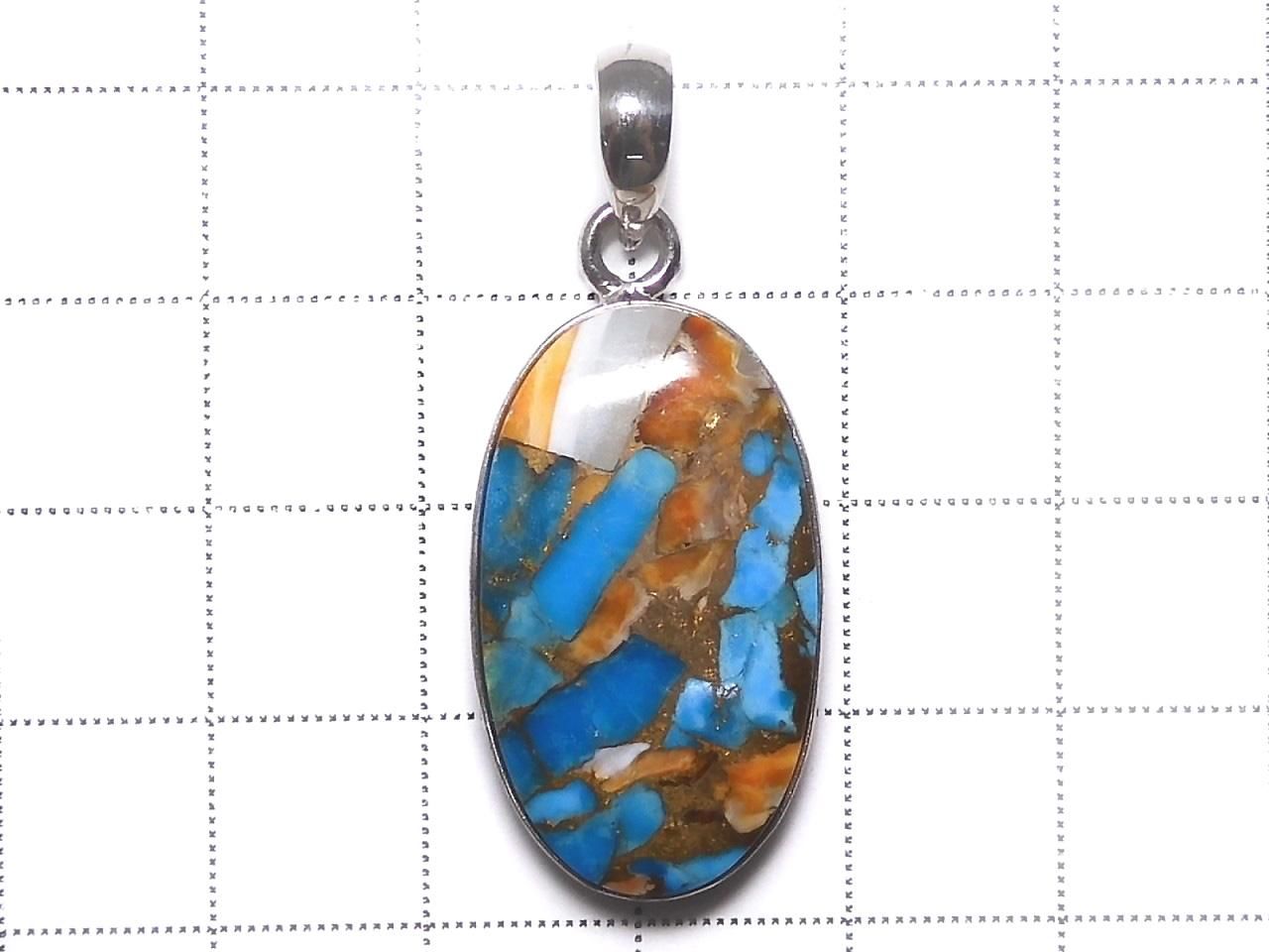 Oyster Copper Turquoise AAA Pendant Silver925 NO.13 [One of a kind]