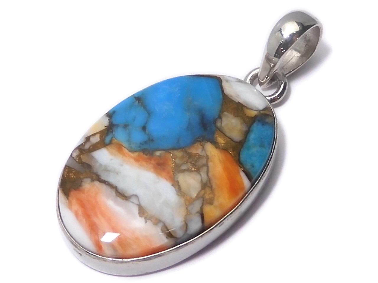 Oyster Copper Turquoise AAA Pendant Silver925 NO.14 [One of a kind]