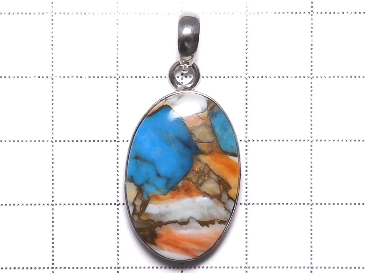 Oyster Copper Turquoise AAA Pendant Silver925 NO.14 [One of a kind]
