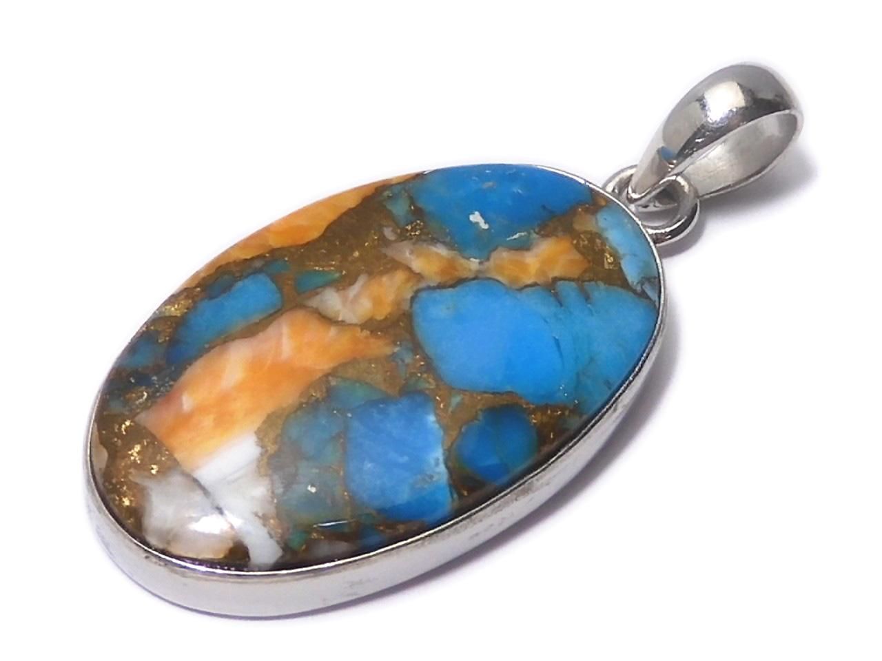 Oyster Copper Turquoise AAA Pendant Silver925 NO.15 [One of a kind]