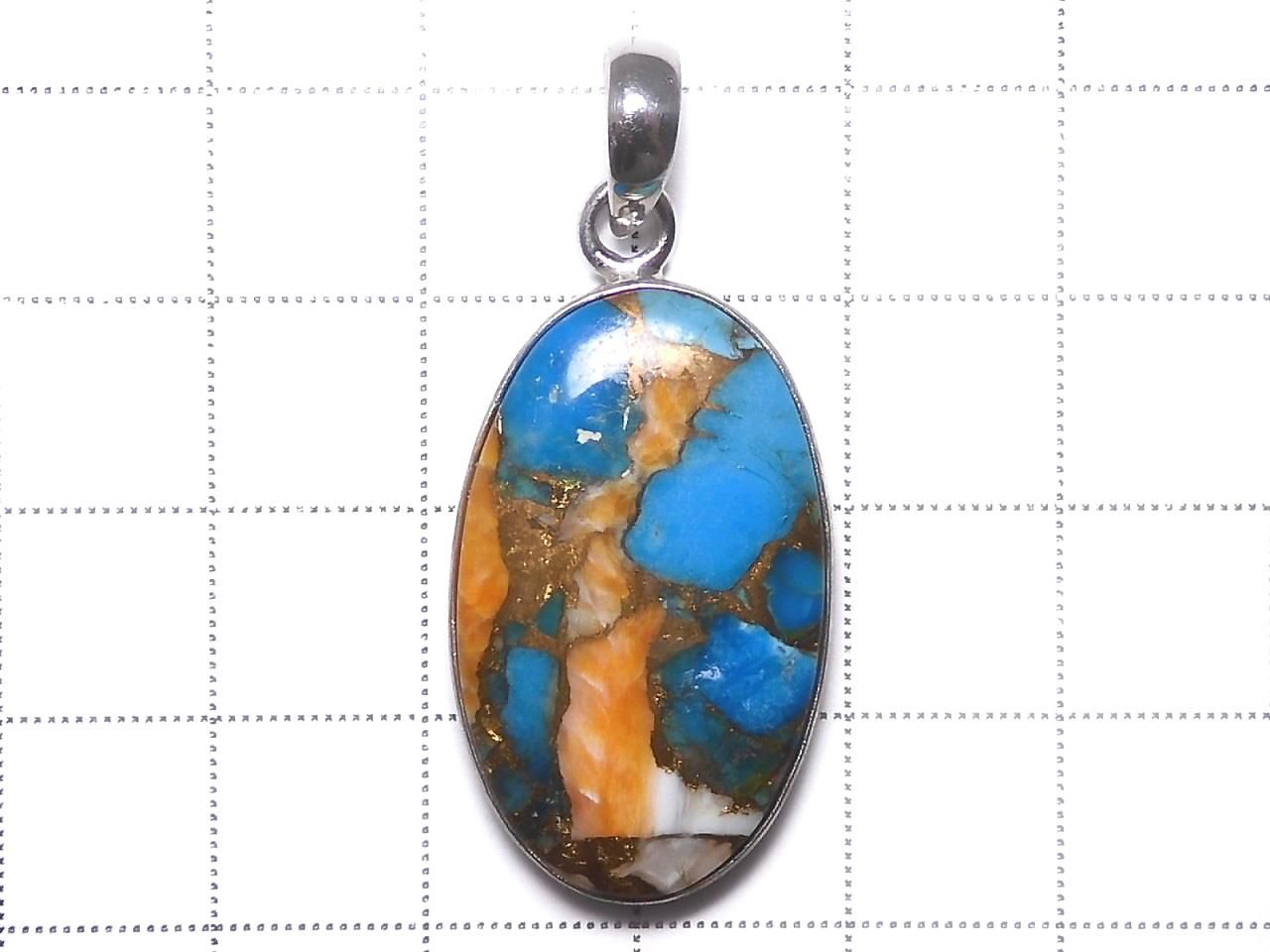 Oyster Copper Turquoise AAA Pendant Silver925 NO.15 [One of a kind]