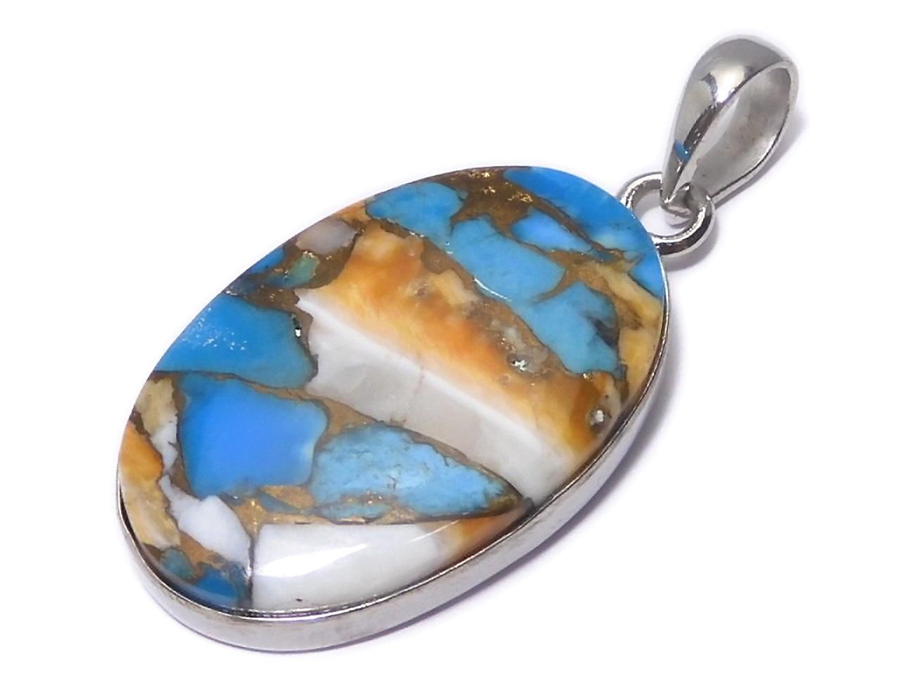 Oyster Copper Turquoise AAA Pendant Silver925 NO.17 [One of a kind]