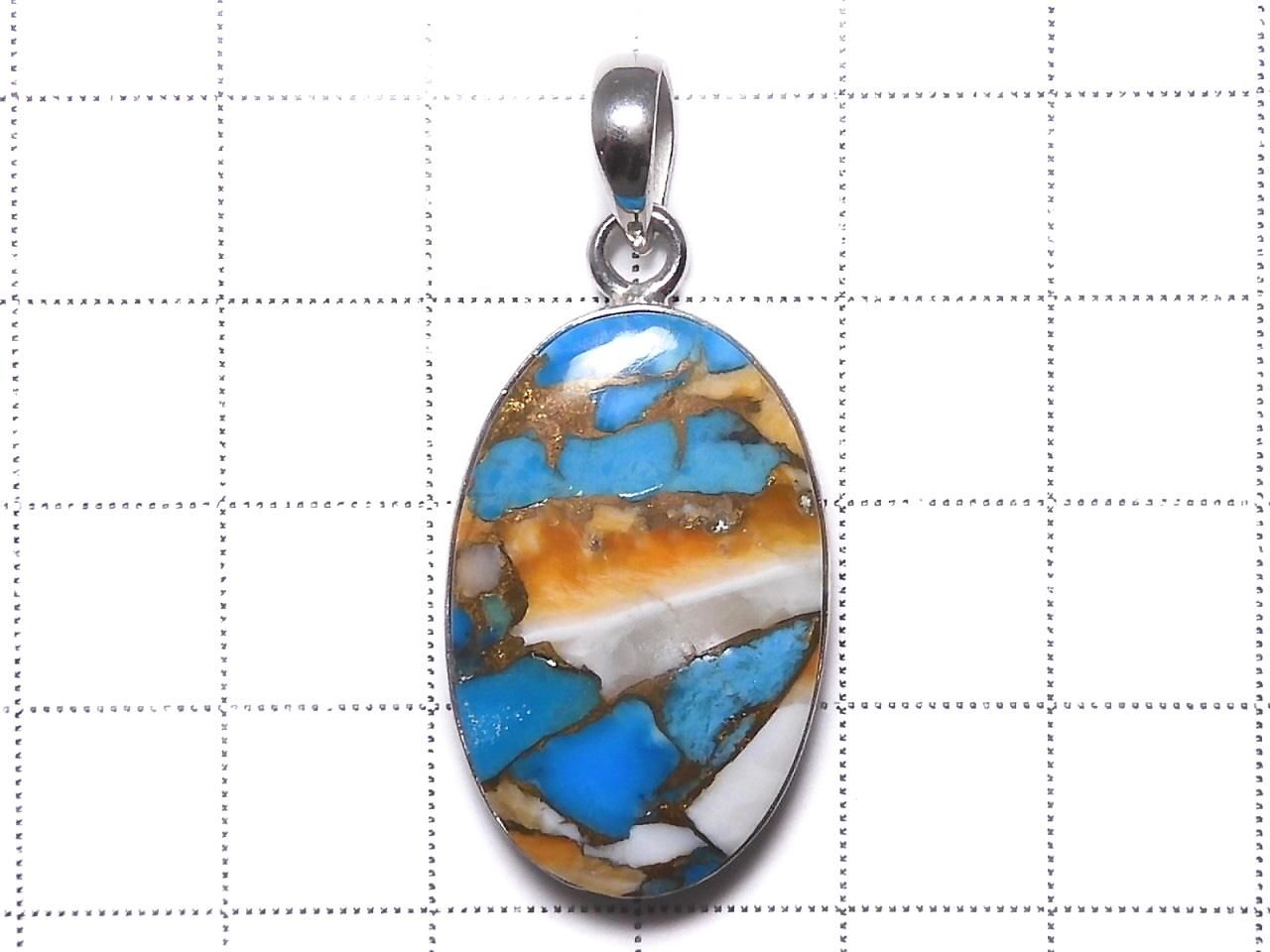 Oyster Copper Turquoise AAA Pendant Silver925 NO.17 [One of a kind]