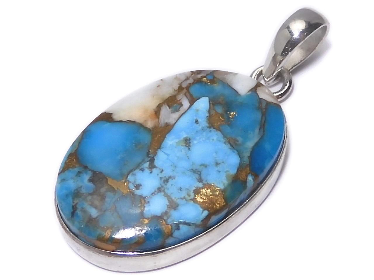 Oyster Copper Turquoise AAA Pendant Silver925 NO.18 [One of a kind]