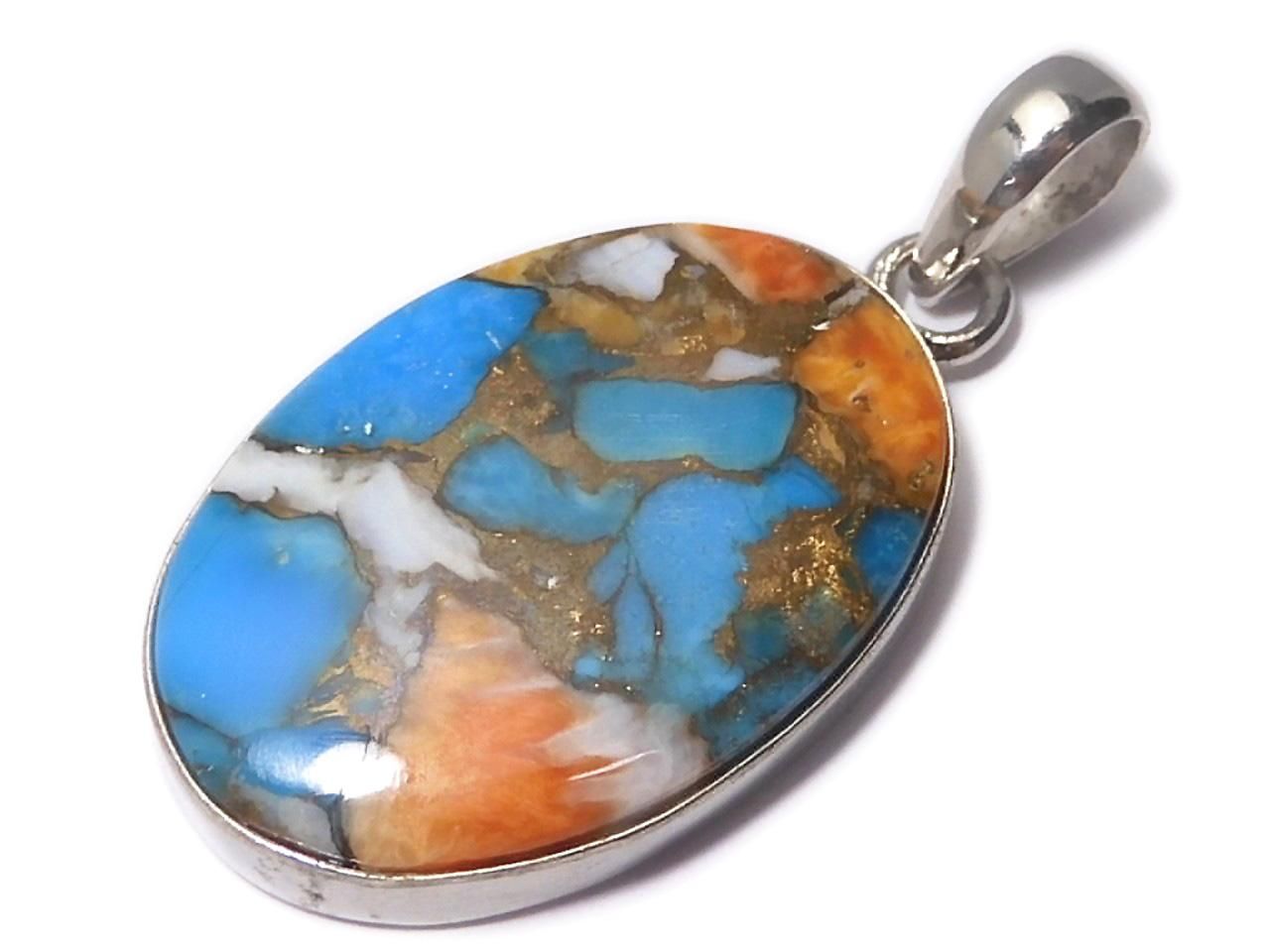 Oyster Copper Turquoise AAA Pendant Silver925 NO.19 [One of a kind]