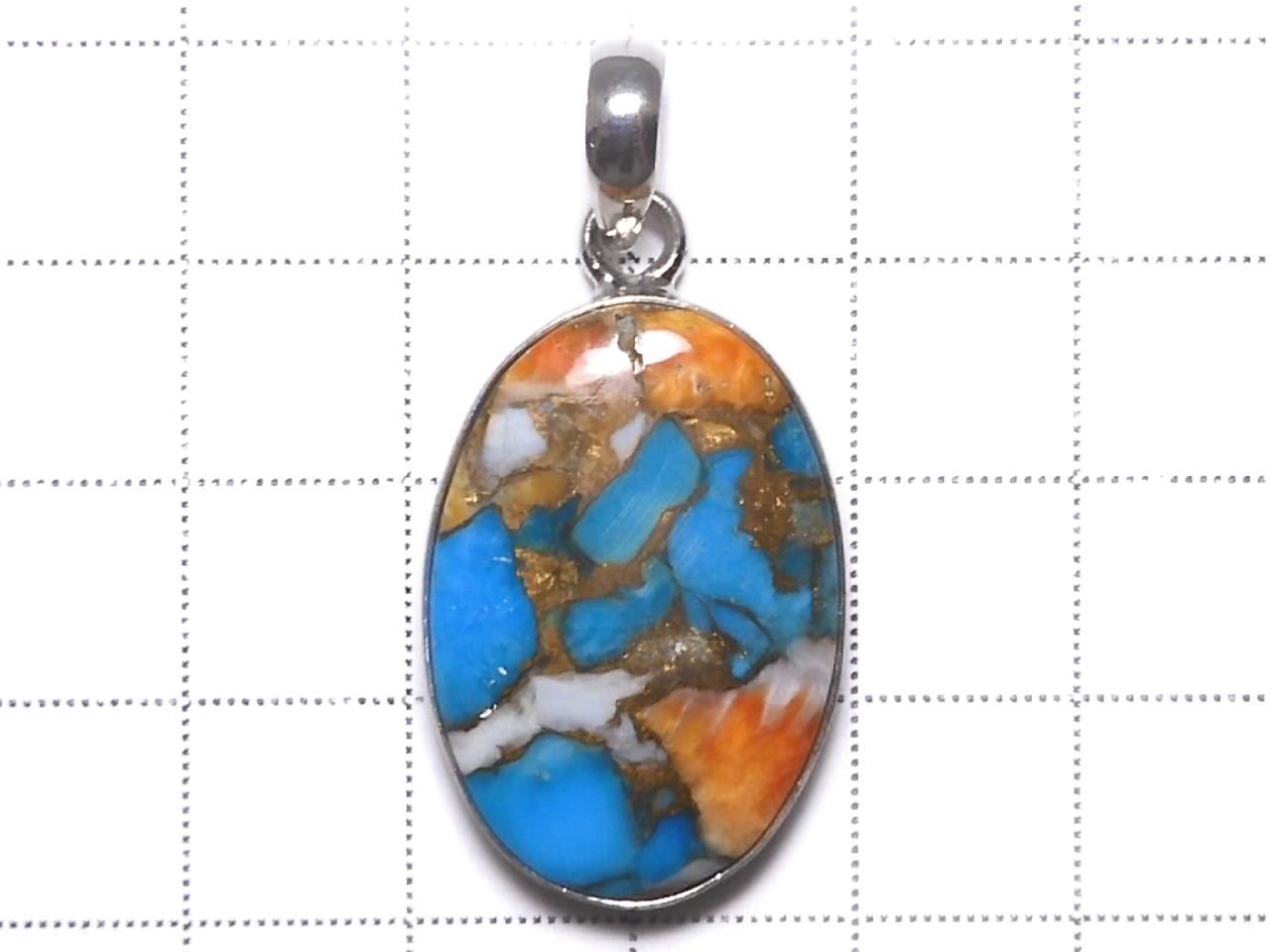 Oyster Copper Turquoise AAA Pendant Silver925 NO.19 [One of a kind]