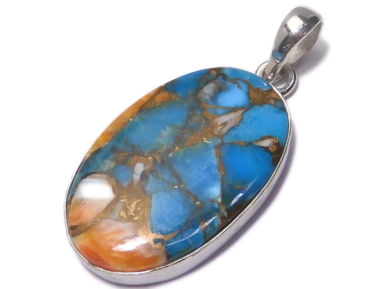Oyster Copper Turquoise AAA Pendant Silver925 NO.21 [One of a kind]