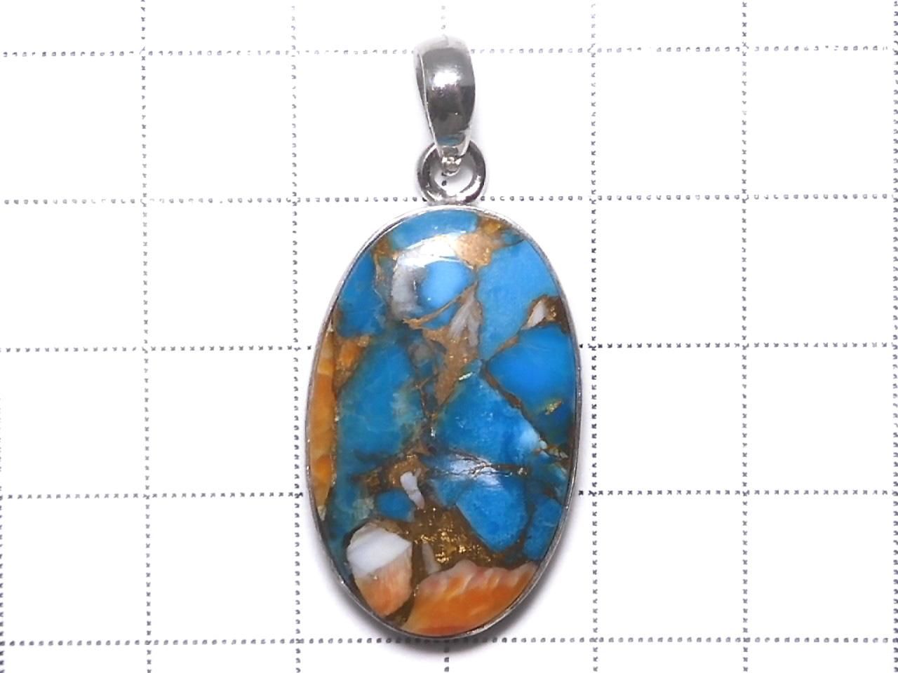 Oyster Copper Turquoise AAA Pendant Silver925 NO.21 [One of a kind]