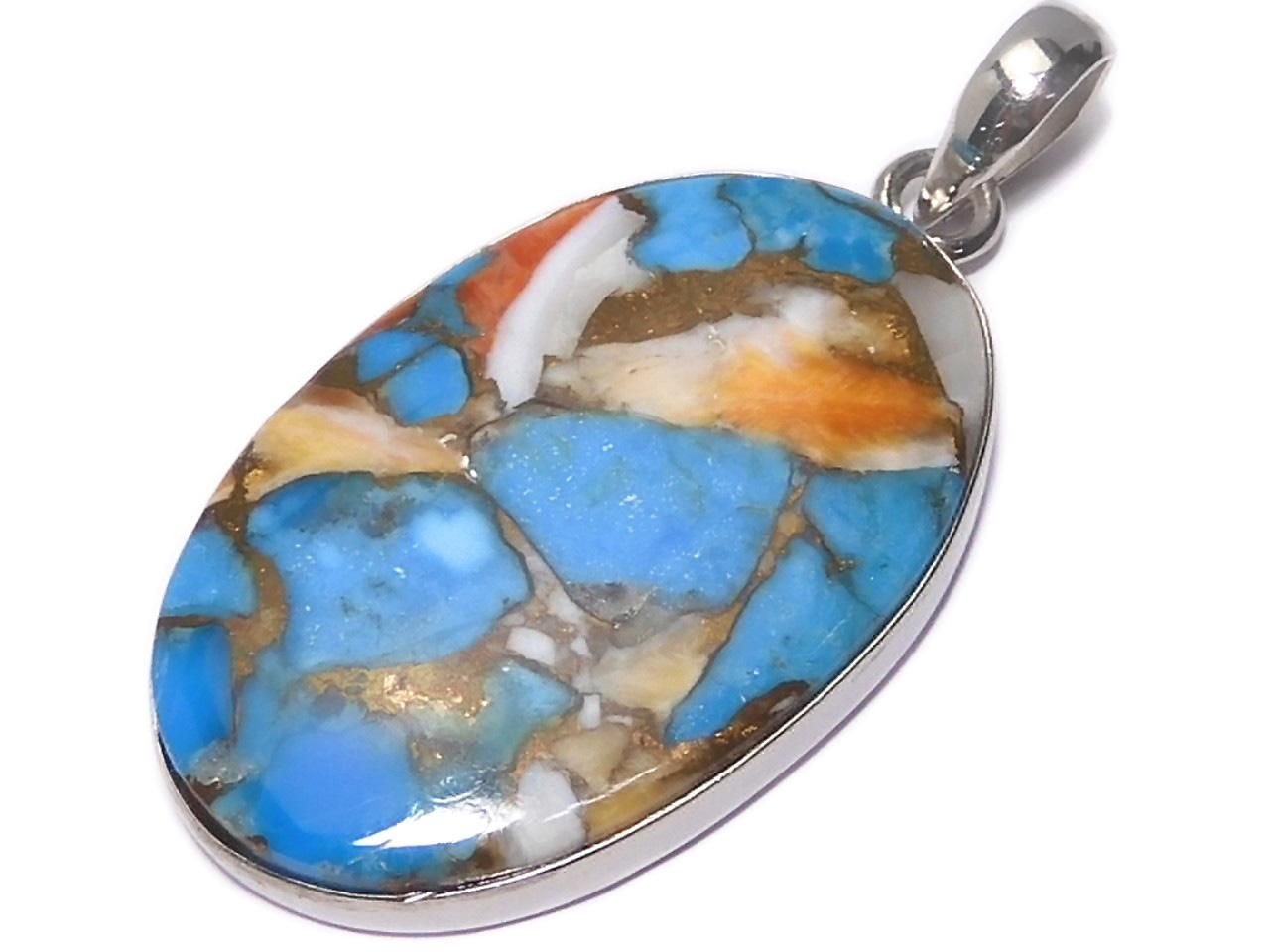 Oyster Copper Turquoise AAA Pendant Silver925 NO.22 [One of a kind]