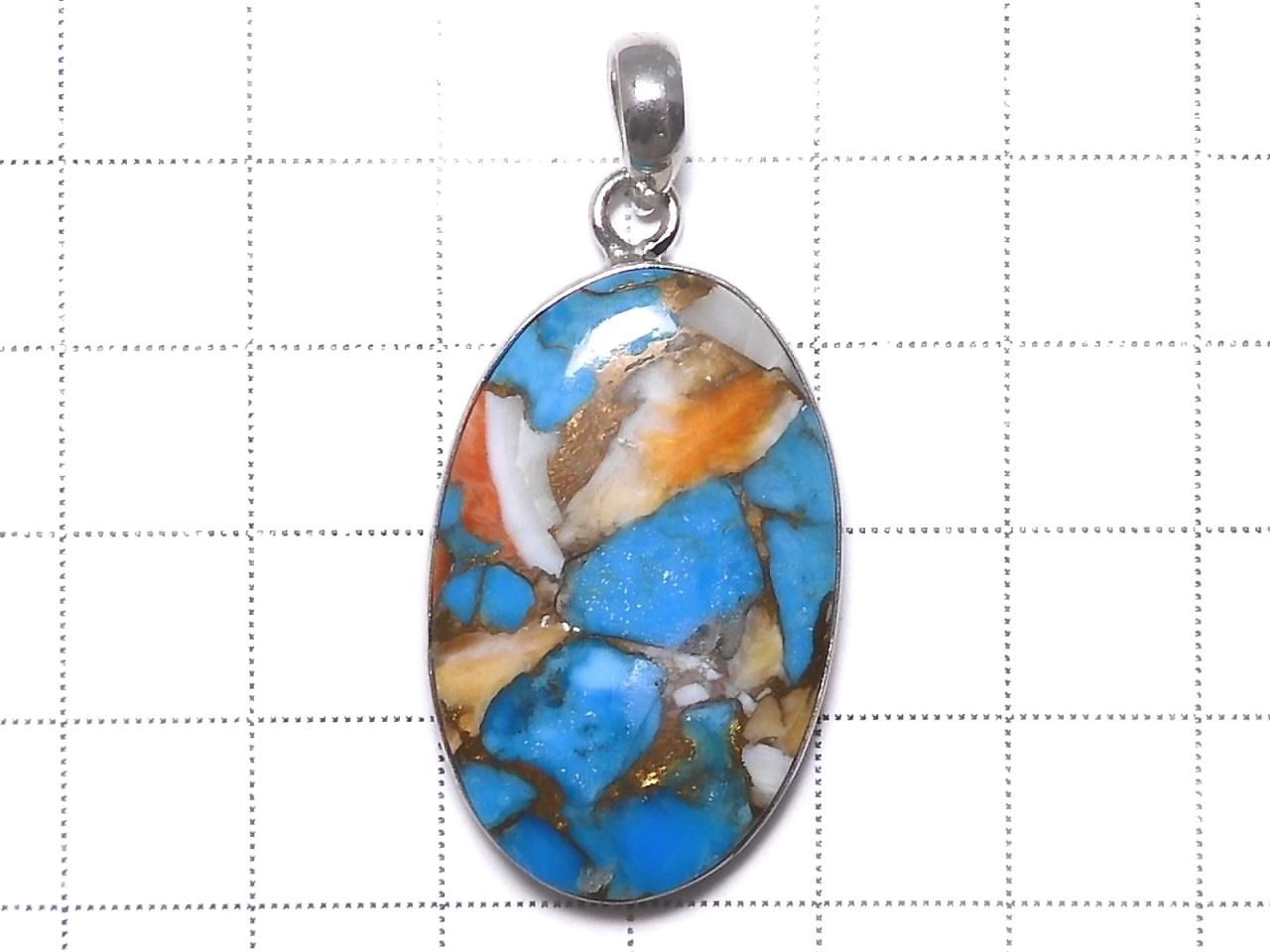Oyster Copper Turquoise AAA Pendant Silver925 NO.22 [One of a kind]