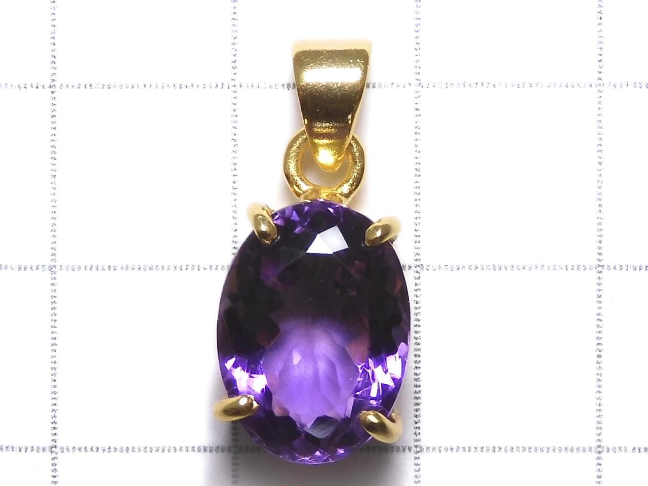 High Quality Amethyst AAA Faceted Pendant 18KGP NO.126 [One of a kind]