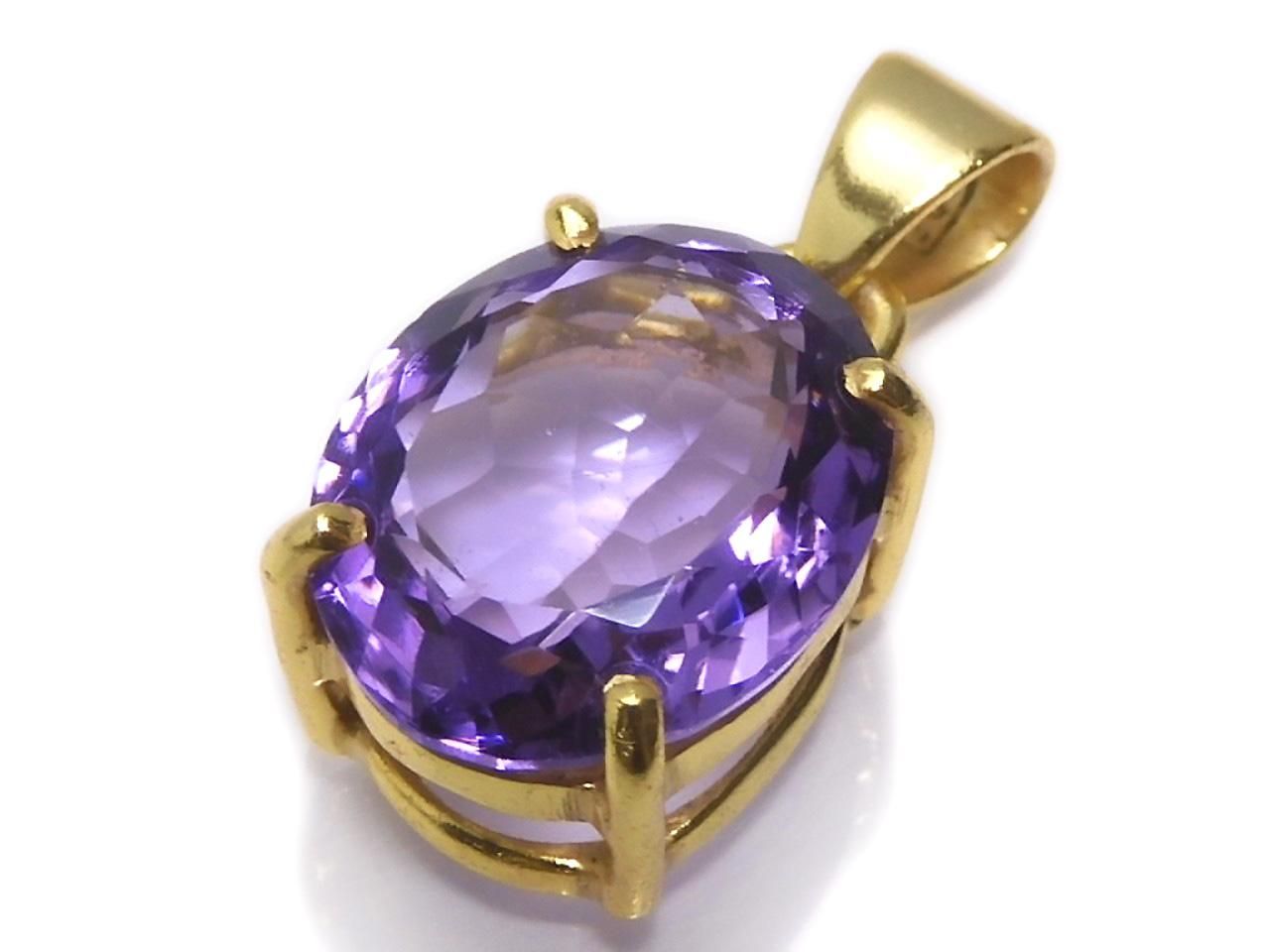 High Quality Amethyst AAA Faceted Pendant 18KGP NO.127 [One of a kind]