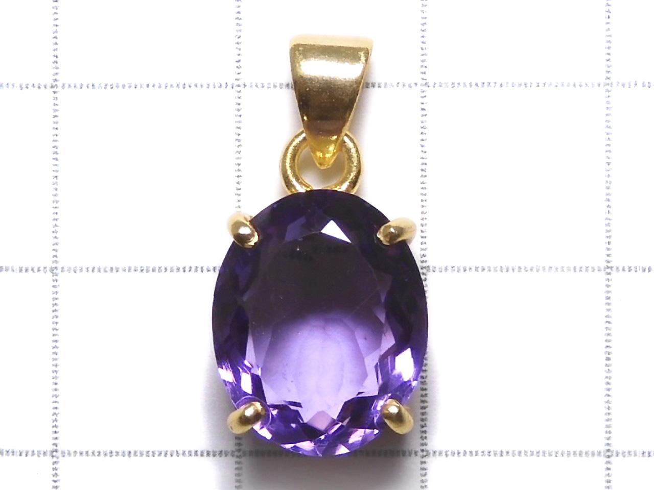 High Quality Amethyst AAA Faceted Pendant 18KGP NO.127 [One of a kind]